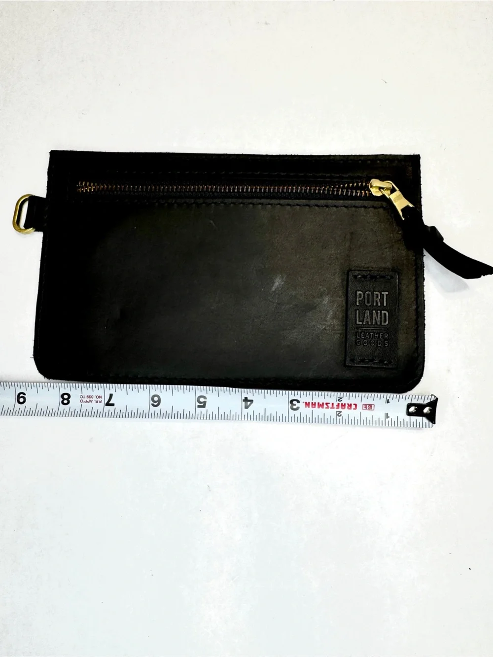 Portland Leather Goods Black Leather Zip Pouch Clutch